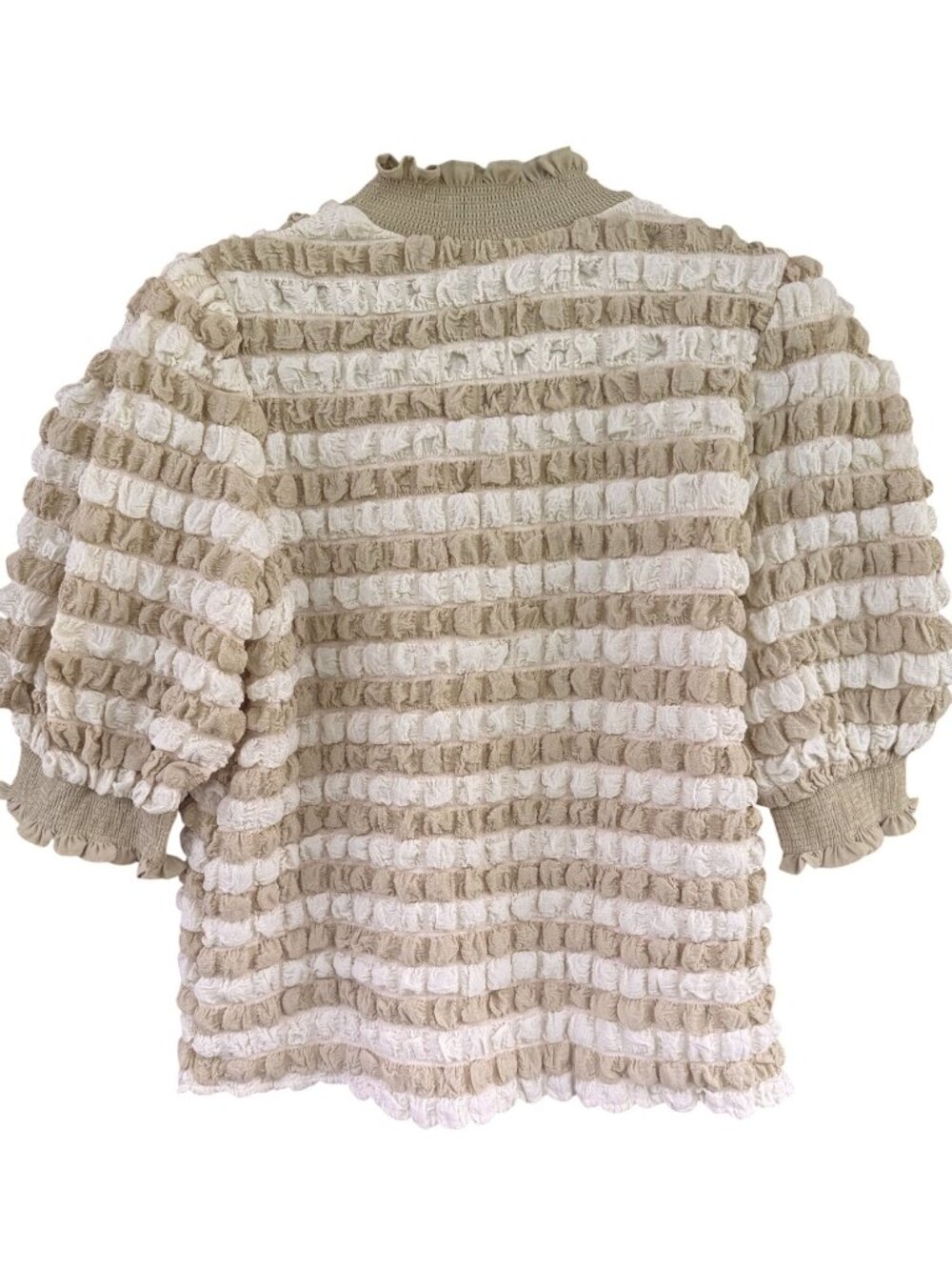 Anthropologie English Factory Women's Top Textured Mock Neck Short Sleeve Blouse - Picture 5 of 11